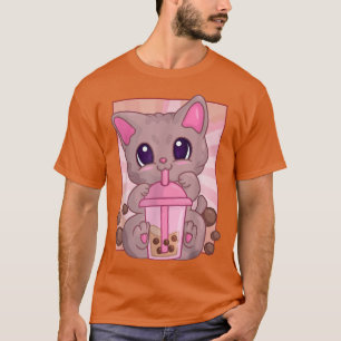 Camiseta Kawaii Anime Bubble Boba Tea Chicas Mujeres Maneki