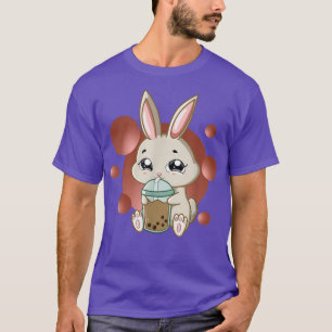 Camiseta Kawaii Anime Bunny Bebe Boba Bubble Tea Rabbit