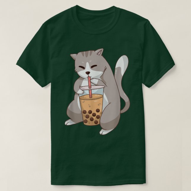 Camiseta Kawaii Anime Cat Boba Tea Cute Kitten Cat Neko Bub (Diseño del anverso)