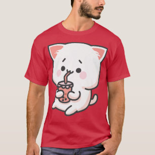 Camiseta Kawaii Anime Cat Bubble Tea Neko Boba Tea Millón C
