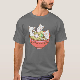 Camiseta Kawaii Anime Cat Japonés Ramen Noodles - Kitten V