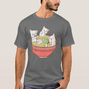 Camiseta Kawaii Anime Cat Japonés Ramen Noodles - Kitten V