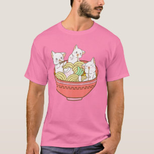 Camiseta Kawaii Anime Cat Japonés Ramen Noodles - Kitten V