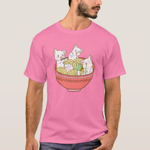 Camiseta Kawaii Anime Cat Japonés Ramen Noodles - Kitten V