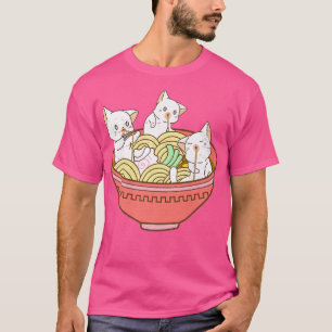 Camiseta Kawaii Anime Cat Japonés Ramen Noodles Kitten Vi