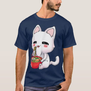 Camiseta Kawaii Anime Cat Ramen Bowl, amante de los fideos 