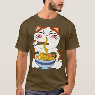 Camiseta Kawaii Anime Cat Ramen Noodle Mujeres Hombres Niño