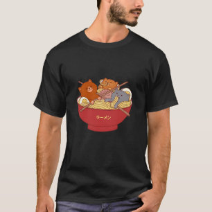Camiseta Kawaii Anime Cat Shirt Japonés Ramen Noodles Regal