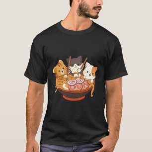 Camiseta Kawaii Anime Cats Otaku Noodles Ra Japoneses