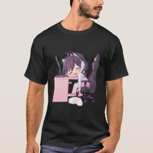 Camiseta Kawaii Anime Chica Chibi Neko Catgirl Gamer Egirl