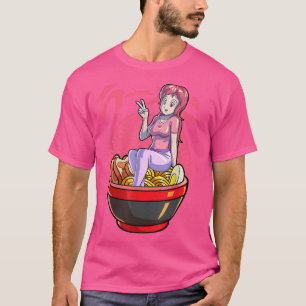Camiseta Kawaii Anime Chica Chica de fideos japoneses