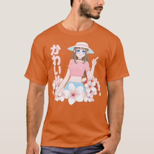 Camiseta Kawaii Anime Chica estilo japonés dulce flor de sa