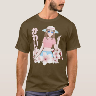 Camiseta Kawaii Anime Chica estilo japonés dulce flor de sa
