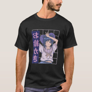 Camiseta Kawaii Anime Chica Lofi Estética Retro 90 Japones