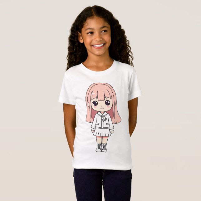 Camiseta Kawaii Anime Chica T-Shirt - Estética de Pastel Cu (Anverso completo)