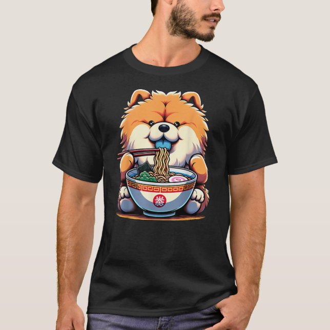 Camiseta Kawaii Anime Chow Chow Dog Ramen (Anverso)
