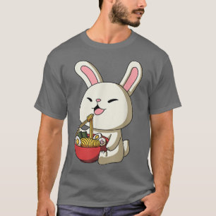 Camiseta Kawaii Anime Conejo Conejo Conejo Fideos Asiáticos