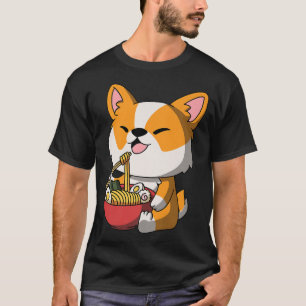 Camiseta Kawaii Anime Corgi Perro Fideos Asiáticos Rame Jap