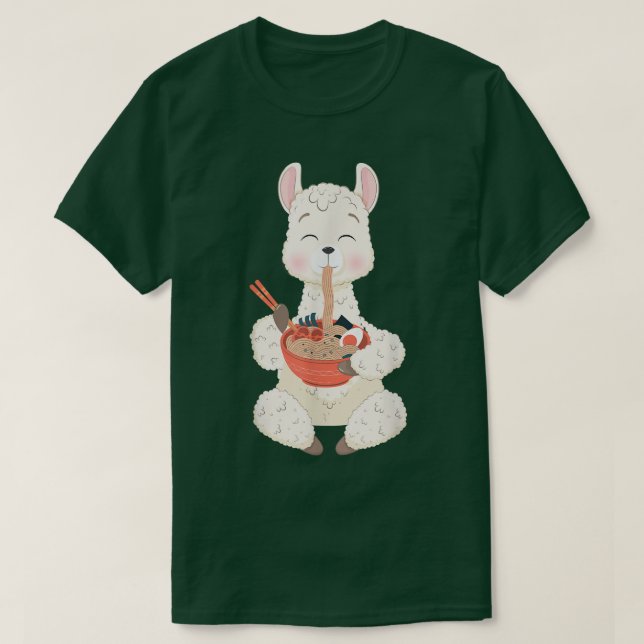 Camiseta Kawaii Anime Cute Llama Eating Ramen Japanese Nood (Diseño del anverso)