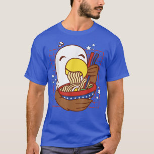 Camiseta Kawaii Anime Eagle comiendo comida japonesa Ramen