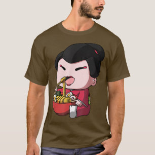 Camiseta Kawaii Anime Geisha Fideos asiáticos Ramen japonés