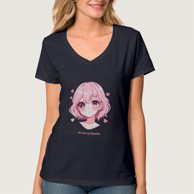 Camiseta Kawaii Anime Girl Valentine Sweatshirt (Anverso)
