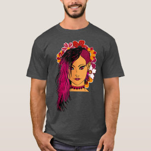 Camiseta Kawaii Anime hada gótico emo floral chica rojo o