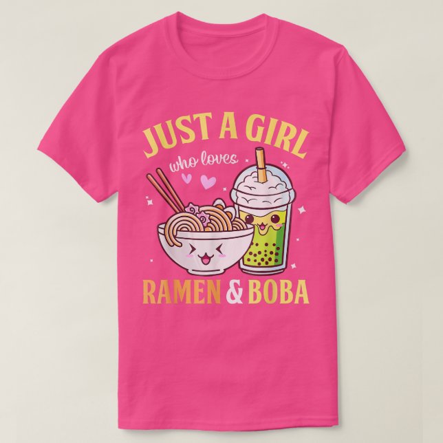Camiseta Kawaii Anime Japonés Solo Chica Ama Ramen Boba B (Diseño del anverso)