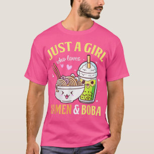 Camiseta Kawaii Anime Japonés Solo Chica Ama Ramen Boba B