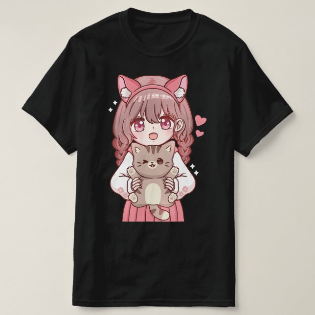 Camiseta Kawaii Anime Kawaii Cat Lover Otaku (Diseño del anverso)
