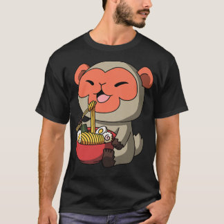 Camiseta Kawaii Anime Macaque Monkey Fideos Asiáticos Japon