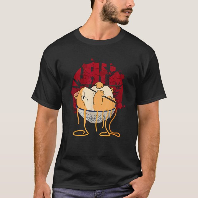 Camiseta Kawaii Anime Neko Cat Love Ramen Noodles Japoneses (Anverso)