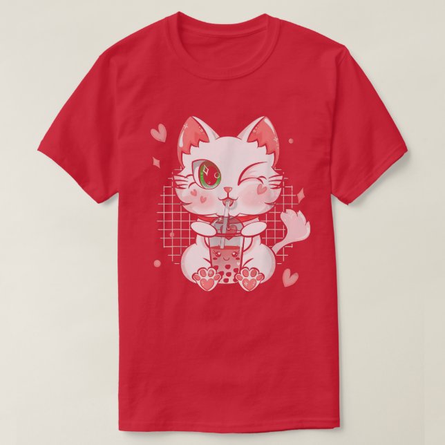 Camiseta Kawaii Anime Neko Chica (Diseño del anverso)
