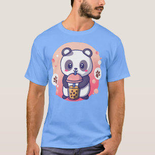 Camiseta Kawaii Anime Panda Bebe Boba Bubble Tea Premiu