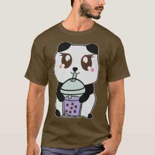 Camiseta Kawaii Anime Panda Bebiendo Boba Tea Cute Bubble