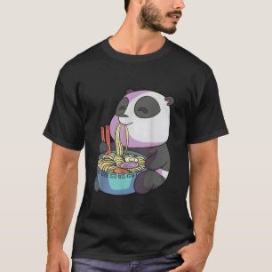 Camiseta Kawaii Anime Panda Comiendo Fideos Japoneses Ra