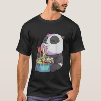 Camiseta Kawaii Anime Panda Comiendo Fideos Japoneses Ra