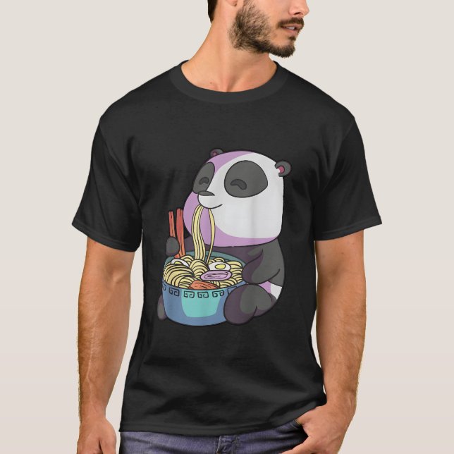 Camiseta Kawaii Anime Panda Eating Ra Japanese Noodles Pand (Anverso)