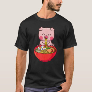 Camiseta Kawaii Anime Pig Cute Otaku Japonés Ramen Funny N