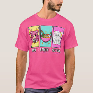 Camiseta Kawaii Anime Ramen Noodles dibujando Japón