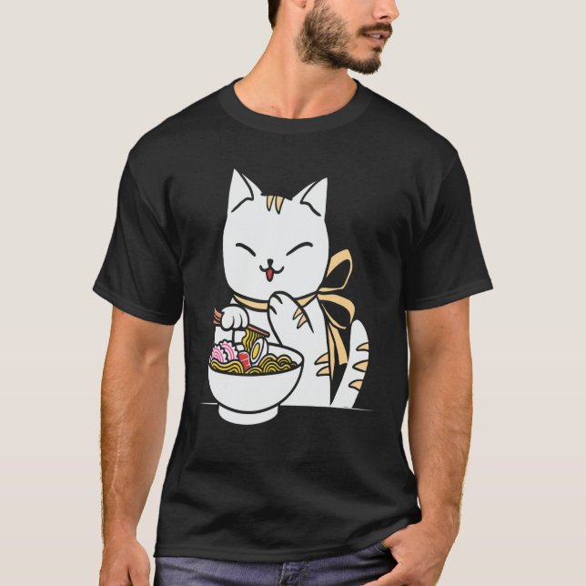 Camiseta Kawaii Anime Shiba-Inu-Eating-Ramen (Anverso)