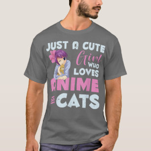 Camiseta Kawaii Anime, un gato animal amante, Chicas mujere