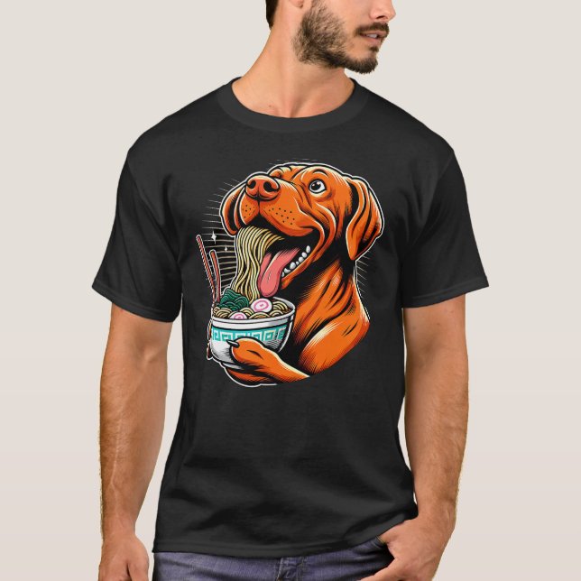 Camiseta Kawaii Anime Vizsla Dog Ramen (Anverso)