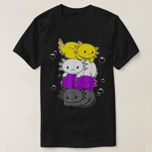 Camiseta Kawaii Aolotl Pile Nonbinary Flag LGBTQ  (Diseño del anverso)