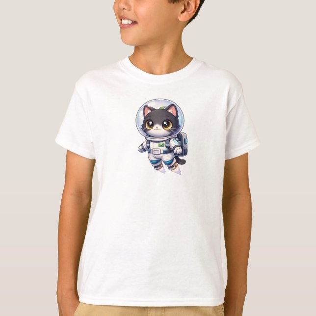 Camiseta Kawaii Astronaut Cat Cartoon – Cute Space Kitty (Anverso)