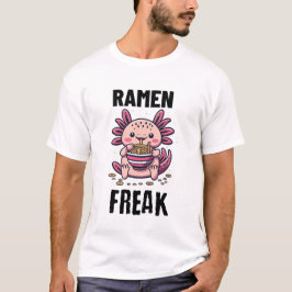 Camiseta Kawaii Axalotl comiendo Ramen