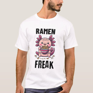 Camiseta Kawaii Axalotl comiendo Ramen