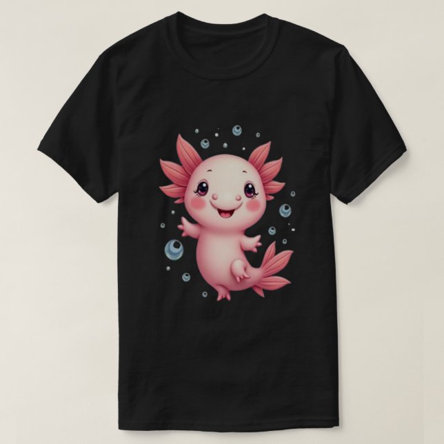 Camiseta Kawaii Axolotl Agua Cuta (Diseño del anverso)