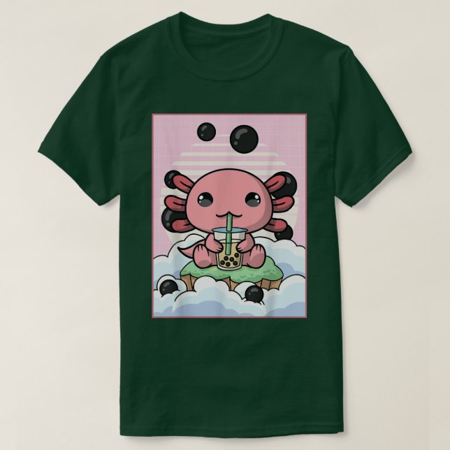 Camiseta Kawaii Axolotl Bubble Boba Milk Tea Japanese Aesth (Diseño del anverso)