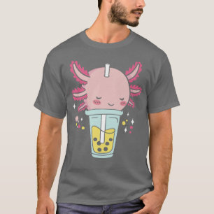Camiseta Kawaii Axolotl  Bubble Tea  Japanese Art Premium 